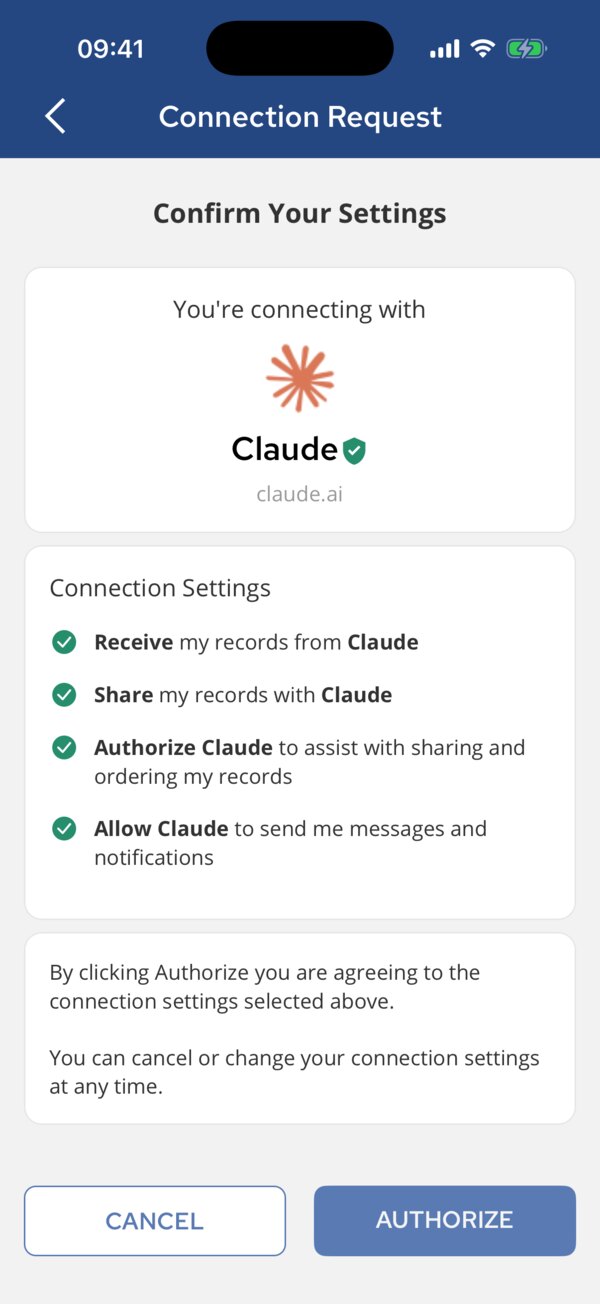 Connection Request: Confirm Your Settings, with Cancel and Authorize